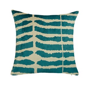 Blue Velvet Cushion Cover / Silk Ikat Throw Pillow / 19 Inches Blue Square Cushion / Decorative Pillow Cover / Handwoven Living Room Decor