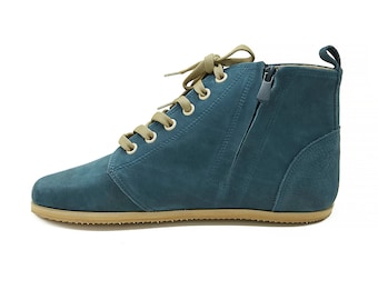 Women's Barefoot Leather Ankle Boots: Wide Toe Oxford Style