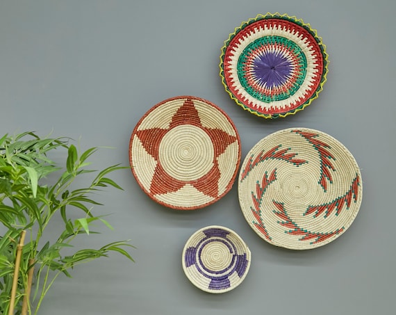 Cesto Appeso Bohémien In Paglia - Decorazione Parete Handmade, Rotondo, Per Casa O Hotel, Set Decorativo - Foto 7