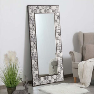 Decorative Pier Glass Mirror - Travertine Tile Stone Mirror - Handmade Wall Decor Mirror - 29 x 64 Inches Large Size Mirror