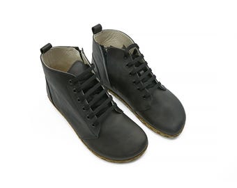 Men's Handmade Leather Barefoot Ankle Boots: Zero Drop, Wide Toe