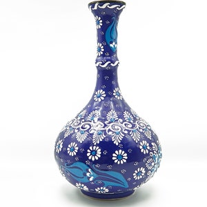 12 Inches Ceramic Vase , Blue Vase , Decorative Pottery Vase , Turkish Handcraft Vase , Home Decor Vase, Mothers day gift , gift for her
