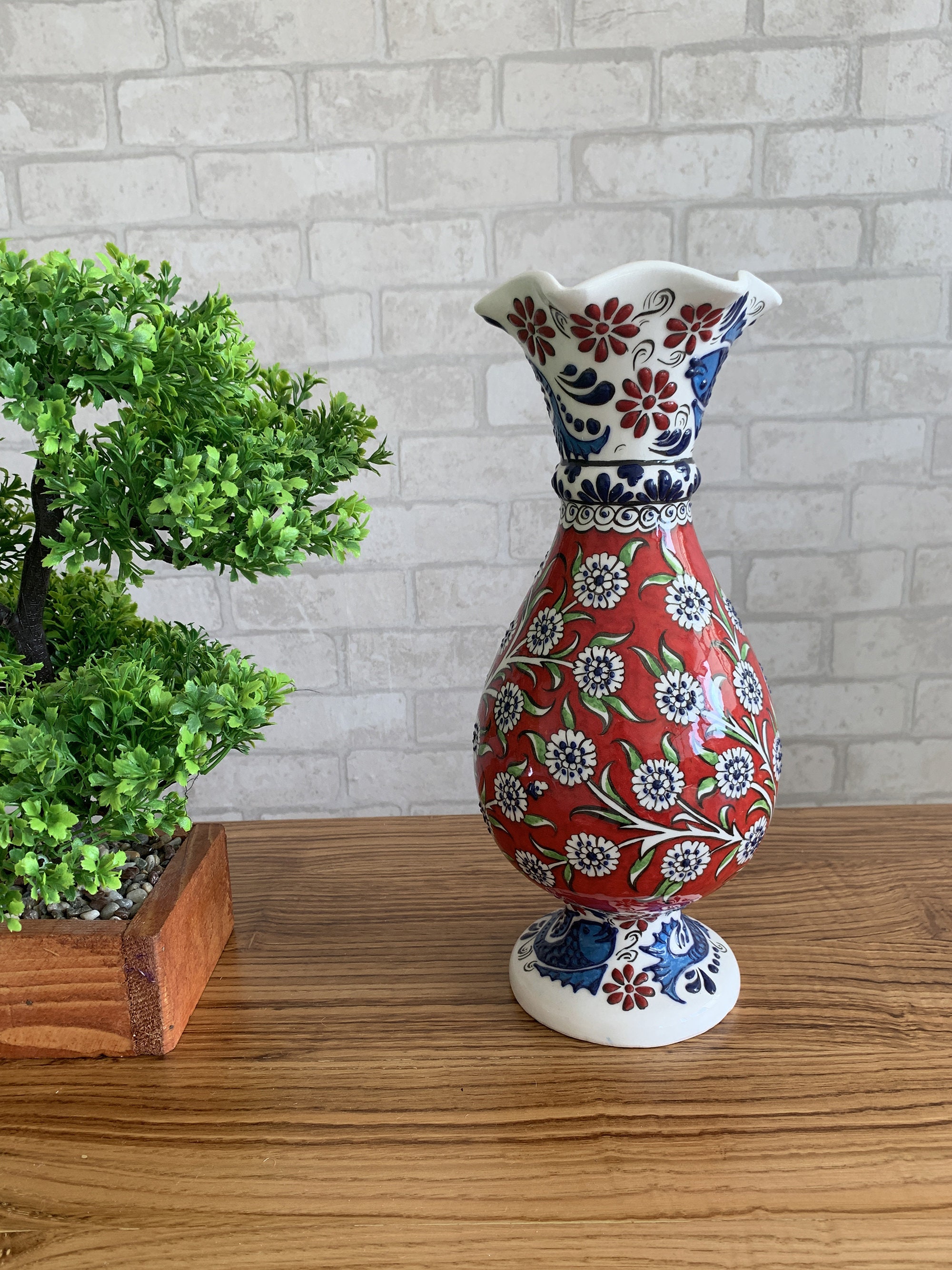 12 Inches Ceramic Lace Table Top Pottery Vase - Etsy
