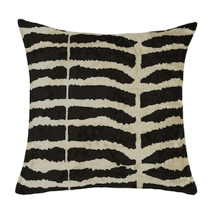 Velvet Cushion Cover / Silk Ikat Throw Pillow / 19 Inches Black Square Cushion / Decorative Pillow Cover / Handwoven Living Room Decor