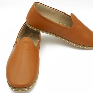 Tan Color Yemeni Shoes , Women&#39;s Shoes , Turkish Handmade Leather Slippers , Barefoot Shoes , Gift For Her, Boho Shoes, Travel Shoes
