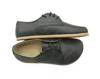 Men's Handmade Leather Barefoot Oxford Shoes: Wide Toe, Zero Drop