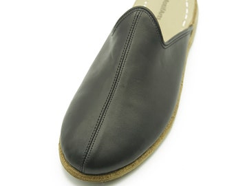 Pantoufles confortables pour hommes, slip-ons de base quotidienne, slip-ons en cuir faits à la main, pantoufles biologiques, pantoufles à semelle zéro chute, pantoufles yéménites