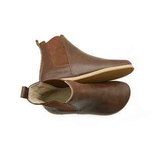 Herren Handgefertigte Barfuß Dunkelbraune Leder Schnürstiefel - Bequeme Stiefel