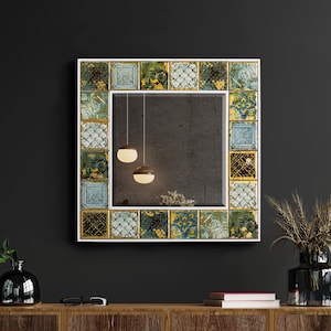 Handmade Tile Turkish Mirror - Stone Framed Mirror - Wall Hanging Decor - Home Decor - Bohemian Mirror - Exclusive Mirror