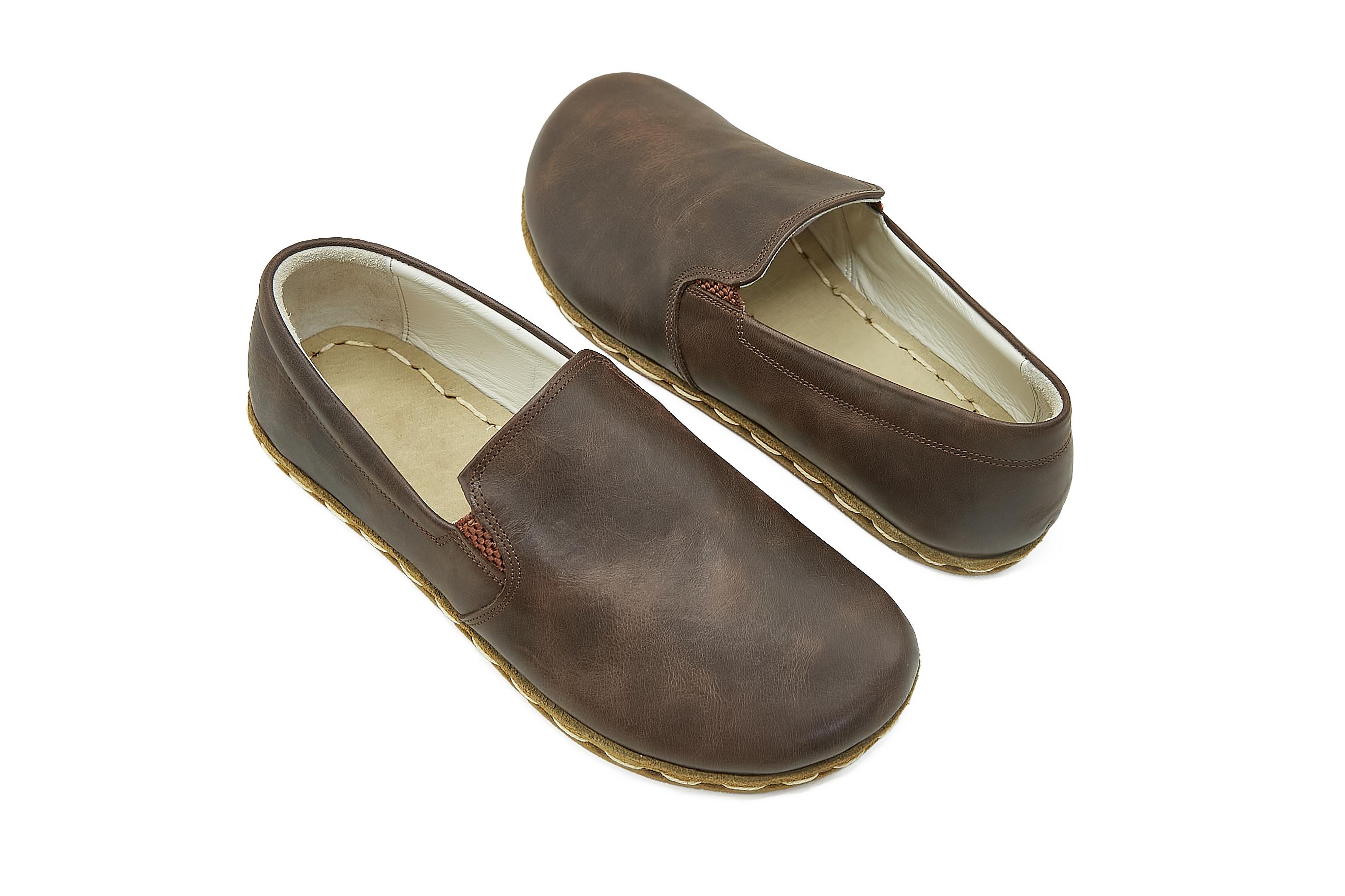 Handmade Brown Leather Barefoot Shoes: Women's Zero Drop