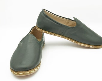 Mocassins homme en cuir bio : chaussures de voyage turques faites main
