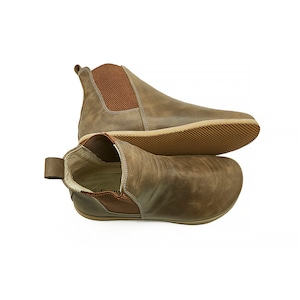 Grijze barefoot chelseaboots dames - moderne handgemaakte enkellaarzen - leren laarzen zonder druppel - cadeau voor haar
