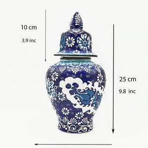 10 Inches Ceramic Jar , Blue Ceramic Jar , Decorative Pottery Jar , Turkish Handcraft Jar , Home Decor Jar, Mothers day gift , gift for her