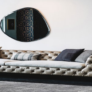 Assymmetric 23 Inches Decorative Fume Glass Mirror  - Home Decor Wall Hanging Mirror - Modern Style Wall Decor Mirror