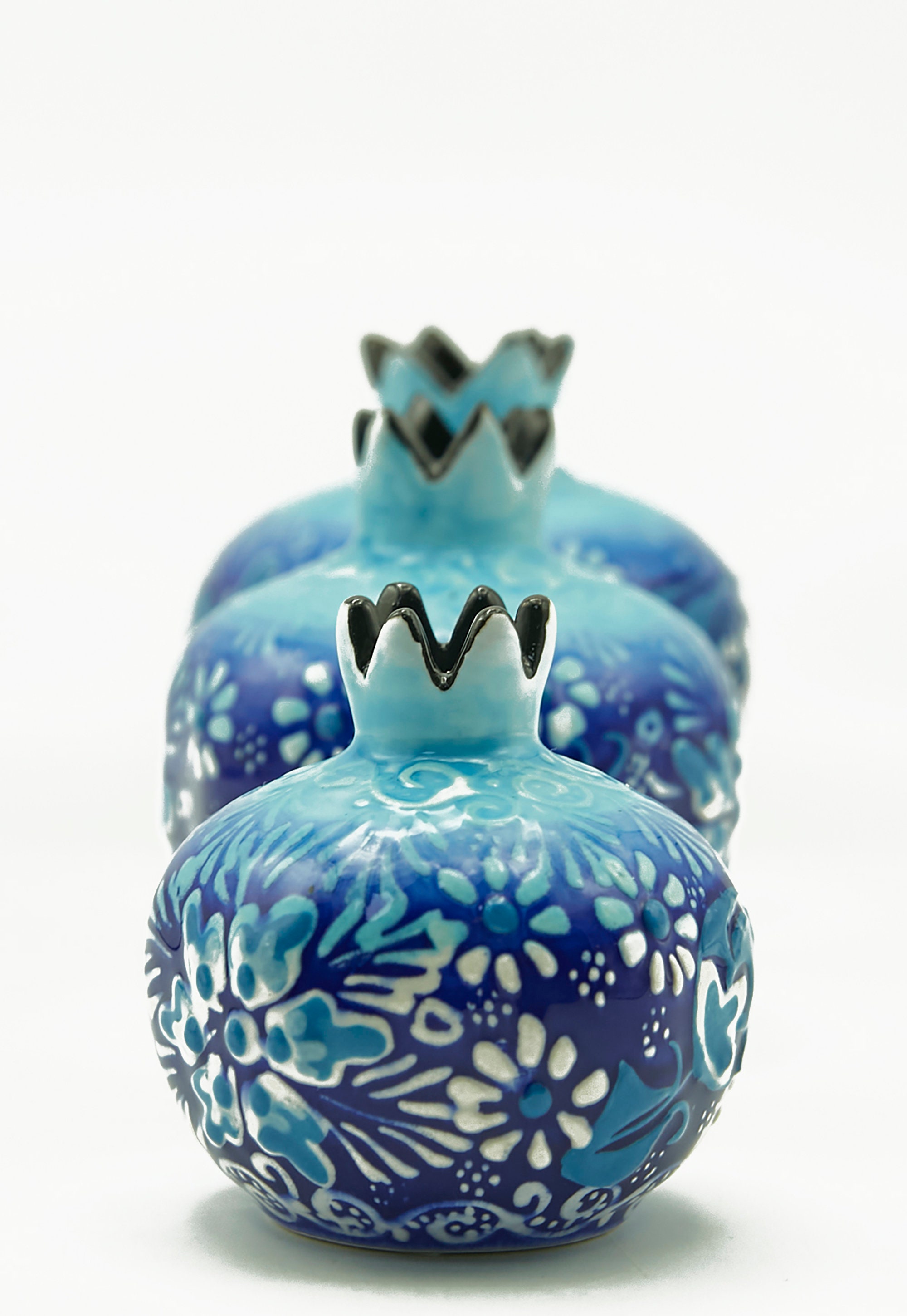 トルコ陶器のザクロ花瓶セット：青い花飾り - Etsy 日本