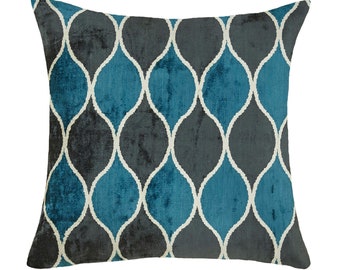 19x19 Velvet Diamond Throw Pillow - Ikat Decorative Couch Pillow - Home Decor - Bohemian Cushion Cover - Living Room Decor - Custom Made
