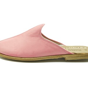Zapatillas orgánicas rosas, zapatillas yemeníes, zapatillas sin cordones para mujer, zapatillas cómodas, zapatillas planas hechas a mano, zapatillas de cuero genuino