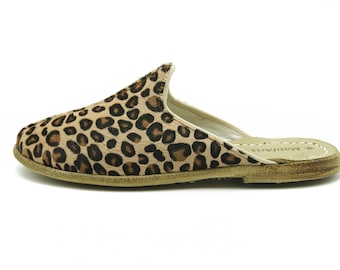 Pantuflas de piel de leopardo hechas a mano: pantuflas orgánicas yemeníes