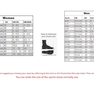 K&ouml;nnte beinhalten: Eine Gr&ouml;&szlig;entabelle f&uuml;r Schuhe mit Ma&szlig;en in Zoll und Zentimetern. Die Tabelle zeigt die entsprechenden Gr&ouml;&szlig;en f&uuml;r M&auml;nner und Frauen in US-, UK-, EU- und australischen Gr&ouml;&szlig;en.