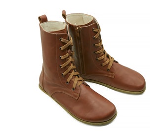 Handmade Leather Barefoot Boots: Women's Zero Drop Winter Boots
