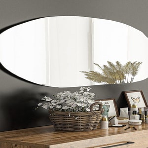Assymmetric 40 Inches Decorative Stone  Mirror  - Home Decor Wall Hanging Mirror - Modern Style Wall Decor Mirror
