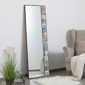 Decorative Pier Glass Mirror - Blue Tile Stone Mirror - Handmade Wall Decor Mirror - 19.6 x 50 Inches Large Size Mirror