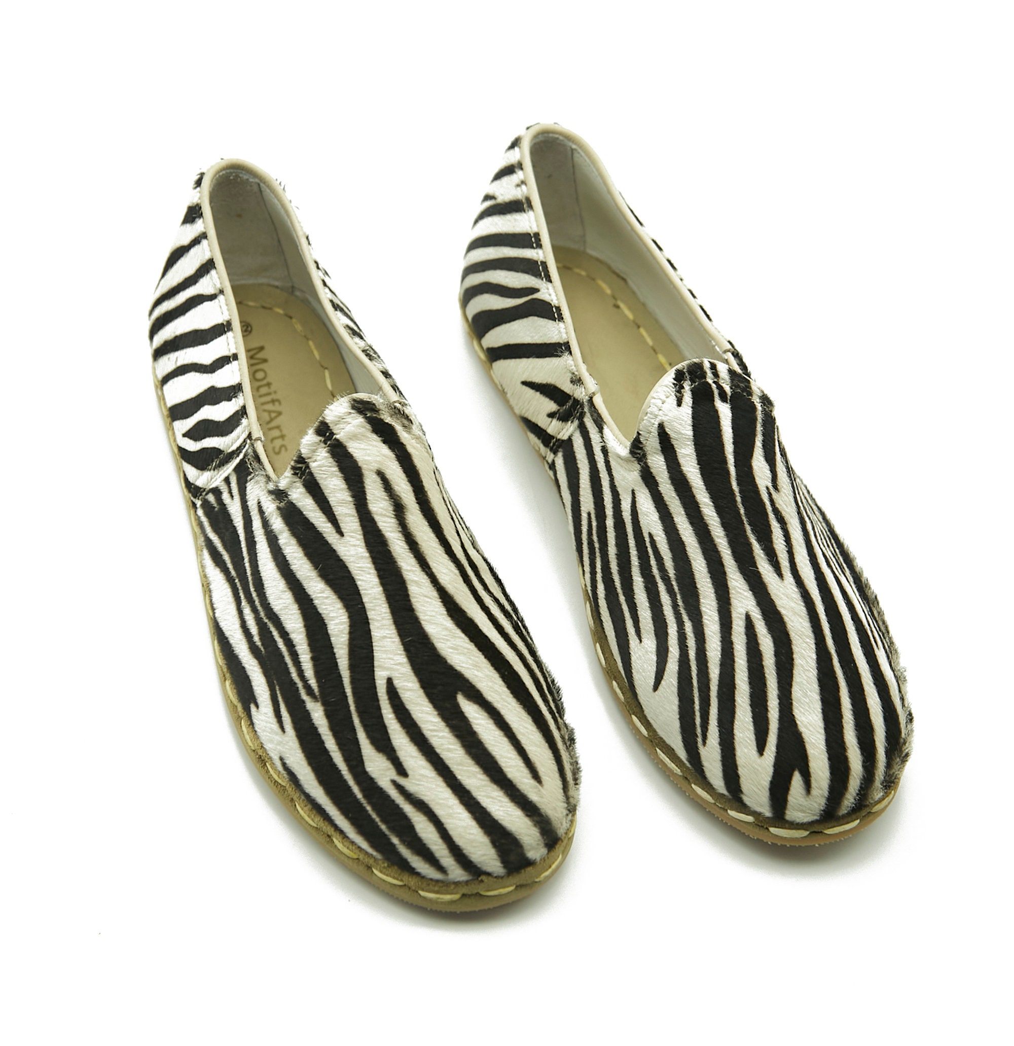 Zebra Yemeni Shoes , Women's Shoes , Turkish Handmade Leather Slippers ,  Barefoot Shoes , Gift for Her, Boho Shoes, Travel Shoes -  Canada