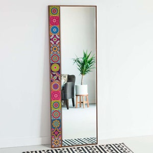 Decorative Pier Glass Mirror - Multicolor Tile Stone Mirror - Handmade Wall Decor Mirror - 19.6 x 50 Inches Large Size Mirror