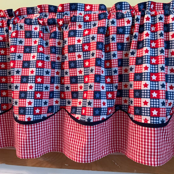 Patriotic for Memorial Day,4th of July scalloped valance.