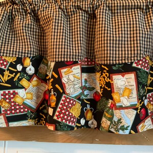 In the kitchen making pasta valance.