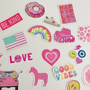 Whaline 8 Sheet Preppy Heat Transfer Vinyl Stickers Hot Pink Iron on Vinyl  HTV Patches Smile Face Heart Leopard Pattern Iron on Transfers Stickers for