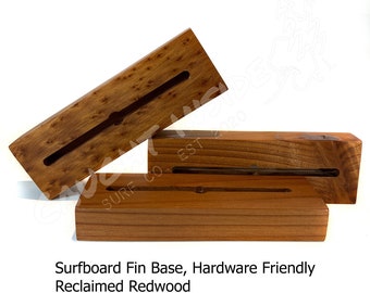 Surfboard Fin Base, Hardware friendly, Reclaimed Redwood
