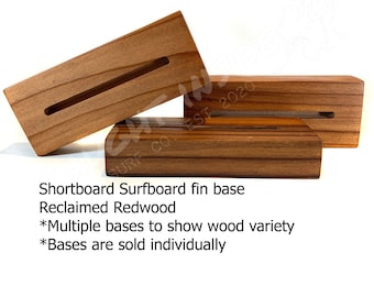 Shortboard Surfboard Fin Base, Reclaimed Redwood