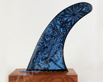 Surfboard Fin, Hand Painted Dragonfly, Reproduction