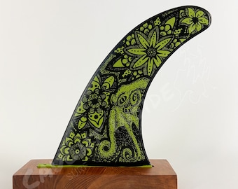 Surfboard Fin, Octopus, Hand Painted Reproduction
