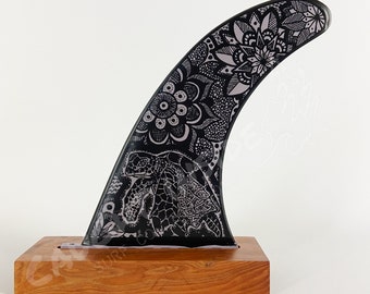 Surfboard Fin, Sea Turtle, Hand Painted Reproduction