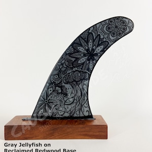 Surfboard Fin, Jellyfish, Hand Painted Recreation, Surf Art