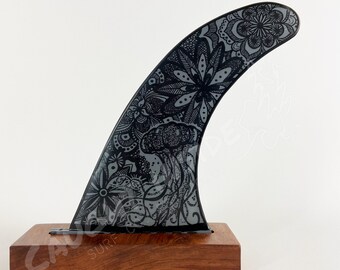Surfboard Fin, Jellyfish, Hand Painted Recreation, Surf Art