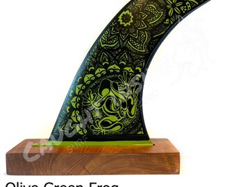 Surfboard Fin, Frog, Hand Painted Reproduction