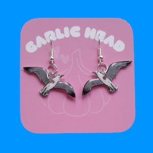 Seagull Dangle Earrings - single pair- digitally drawn - Personalised Gift - Birthday -Christmas