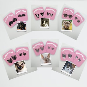 Custom Pet Earrings - Stud or Dangle Earring - 1 Pair - Hand Drawn - Personalised Gift - Birthday Christmas Gift - Dog Cat Hamster