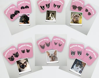 Pendientes personalizados para mascotas - Pendiente de perno o colgante - 1 par - Dibujado digitalmente - Regalo personalizado - Regalo de Navidad de cumpleaños - Hámster gato perro