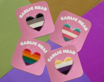 Pride Flag Badges - LGBTQ+- LGBT - Diversity- 1 Pin Badge - Personalised Gift - Birthday Christmas Gift -