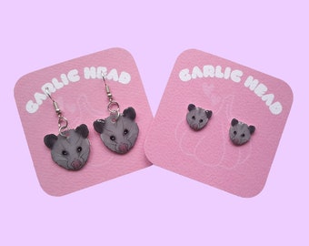 Possum Earrings | Hand Drawn Stud or Dangle Earrings | Wildlife Jewellery | Possum Lover Gift | Unique Handmade Animal Earrings