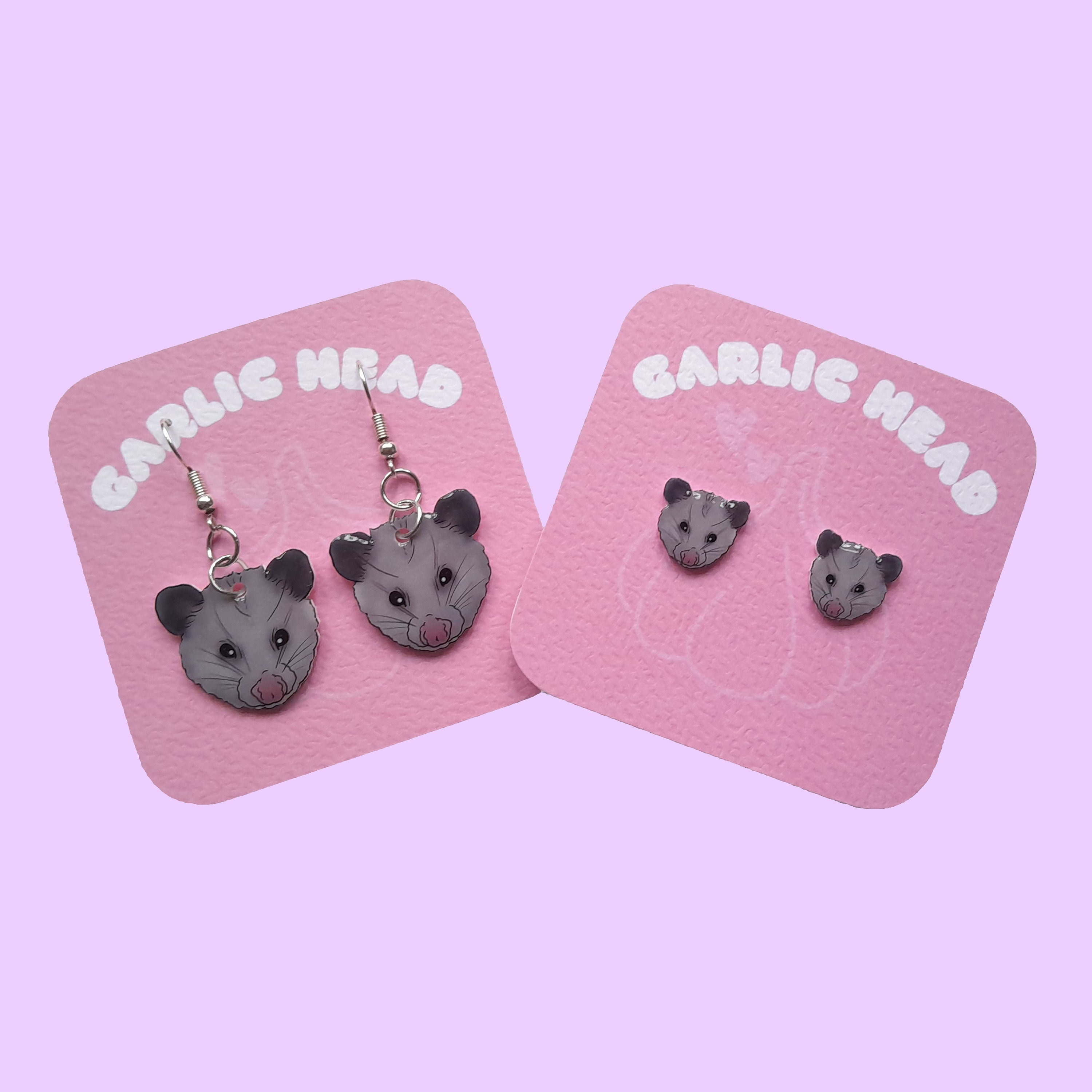 BONSNY Dangle Cute Grey Opossum Earrings - Animal Novelty Hypoallergenic Jewelry For Women (Gift Idea)