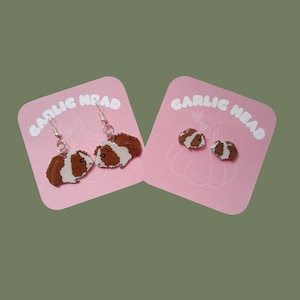 Conejillo de indias - Pendientes colgantes - Par único - Dibujado a mano - Regalo personalizado - Regalo de cumpleaños y Navidad