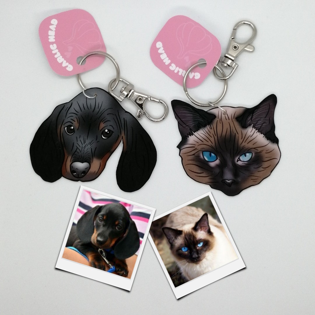 Custom Pet Keyring Keychain Digitally Drawn Personalised Etsy UK