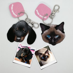 Custom Pet Keyring - Keychain - Digitally Drawn - Personalised Gift - Birthday Christmas Gift - Dog Cat Hamster Rabbit Ferret