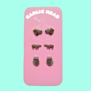 Capybara Ohrringe - Ohrstecker Ohrringe - 3er Set - Einzelnes Paar - Handgezeichnet - Personalisiertes Geschenk - Geburtstag Weihnachtsgeschenk