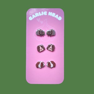 Guinea Pig Pet Earrings - Stud Dangle Earrings - Set of Three - Single Pair - Digitally Drawn - Personalised Gift - Birthday Christmas Gift